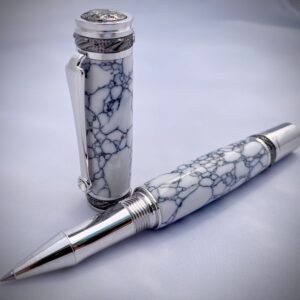 Oversized Marbled Rollerball with Swarovski Crystal
