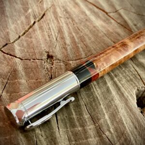 #0491 - Scalloped Burl Magnetic Pen with Guitar Pick Inlays