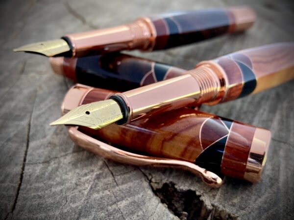 A pair of Copper Scalloped Fountain Pens
