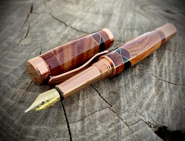 Copper Scalloped Tulipwood Fountain Pen