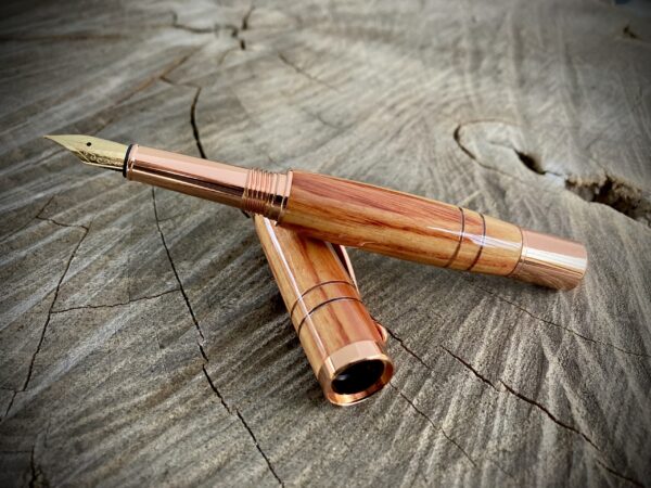 Copper Banded Tulipwood Fountain Pen
